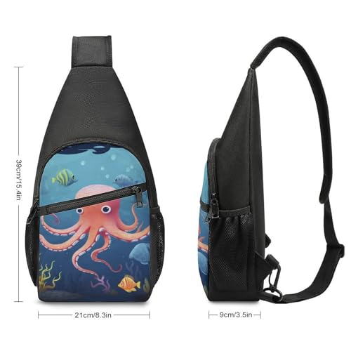 Bolso bandolera deportivo estilo Cartoon Octopus Fish blanco miniatura 2