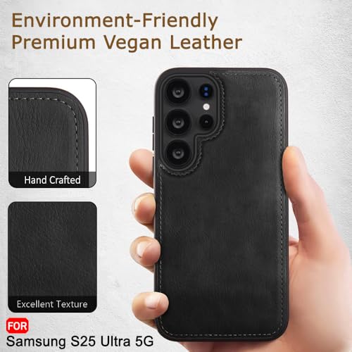 Image of TheGiftKart Genuine Leather Finish Back Cover Case for Samsung Galaxy S25 Ultra 5G | Shockproof Design | Camera & Screen Protection | Stunning Minimalist Design Back Cover Case (Black, Black)