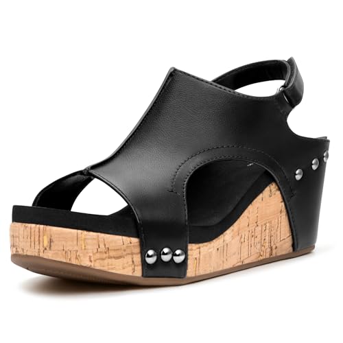 Image of PARTY Women's Wedge Sandals With Buckle Ankle Strap for Dressy Summer