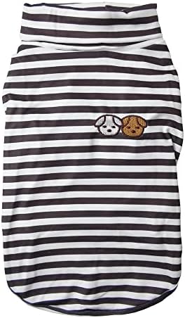 Cute Doggie Embroidery Dog Shirts Pet Cotton Striped T-Shirt Breathable Stretchy Dog Sweater Turtleneck Knitted Puppy Pullover for Cats Small Dogs (Small, Brown Striped)