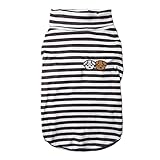 Cute Doggie Embroidery Dog Shirts Pet Cotton Striped T-Shirt Breathable Stretchy Dog Sweater Turtlen