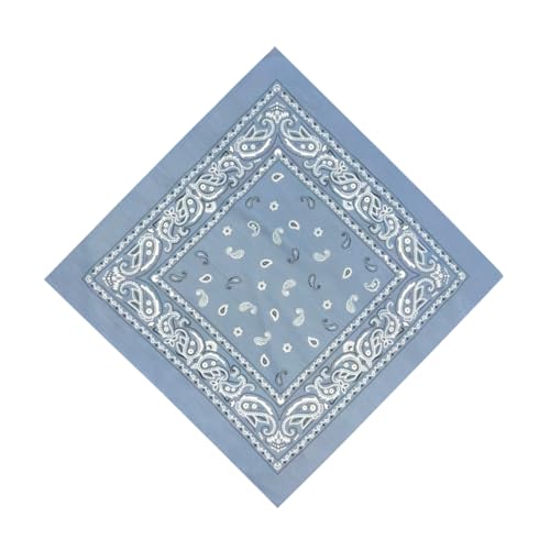 HankieWorld Unisex Bandanas Single Pack Super Soft Cotton 22 inch Cowboy Large Handkerchief with Nice Package(Danim Blue)