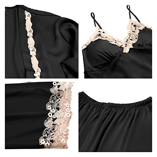 Image of SAPJON Womens Pajama Sets 5PCS Silk Pajamas for women Cute Sleepwear Loungewear Satin Pajamas Sets for Women Soft