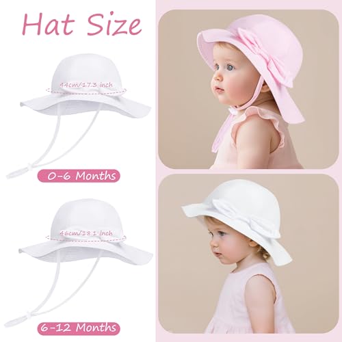 2 Pack Baby Sun Hat Toddler UPF 50+ Sun Protection Wide Brim Cap Kids Girls Summer Beach Hat for Swim Traveling2