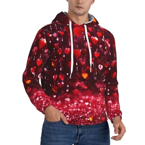 Sweat à capuche abstrait imprimé cœur homme avec cordon ajustable et manches longues au design unique