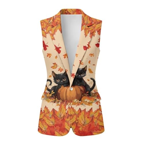 Sleeveless Vest Blazer for Women V Neck Button Down Suit Jacket Waistcoat Casual Work Suit Vests Tops with Pockets