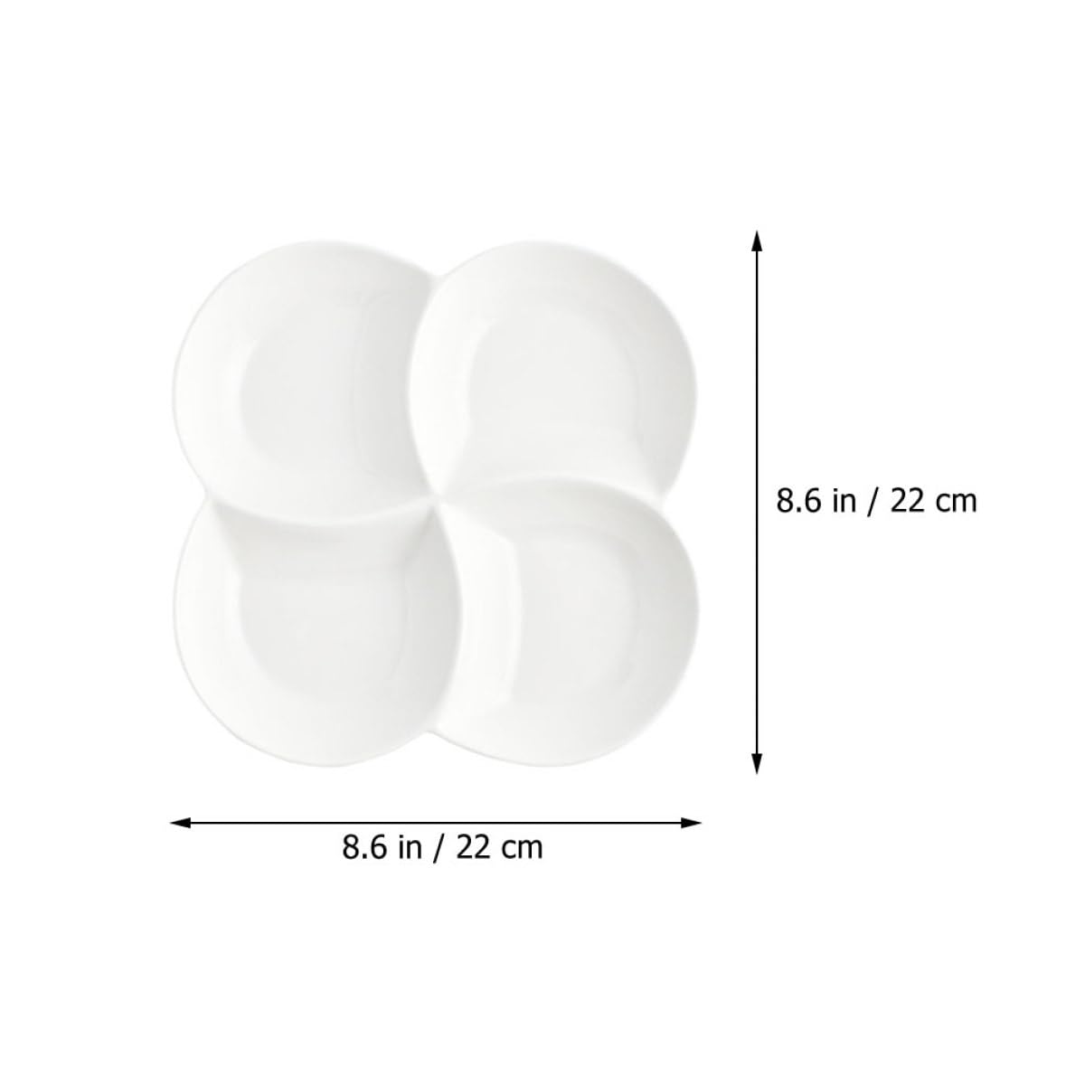 SEWACC Assiette Alimentaire Céramique 22x22x3 Cm à 4 Compartiments, Plateau-Repas Compartimenté, Empilable, pour Déjeuner et Présentation, Service Pratique et Gain de Place