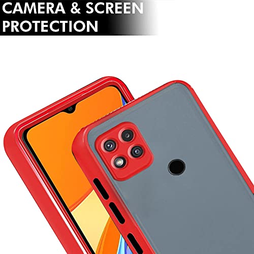 Image of TheGiftKart Translucent Back Case Cover for Mi Redmi 9 /9 Activ /Poco C31 | Smoked Matte Back | 360 Degree Protection | Hard Back Case Cover for Redmi 9 /9 Activ /Poco C31 (PC & TPU, Red Bumper)