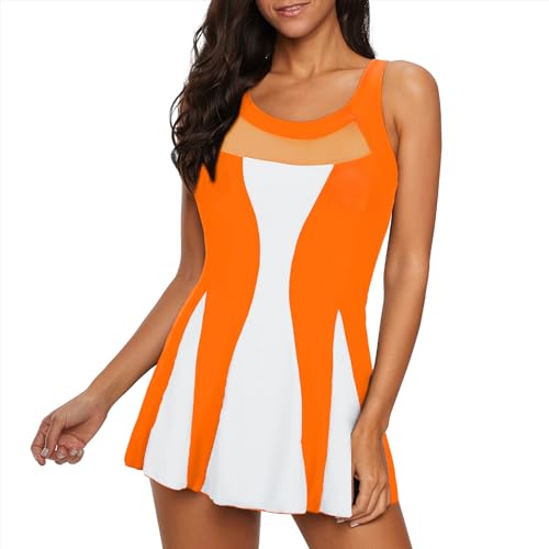 Women’s One Piece Swim Dress with Built-in Shorts, Tummy Control Modest Swimsuits for Women for Beach & Family Vacation