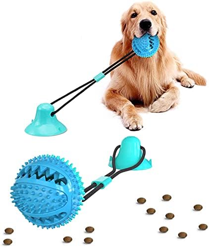 Dog Toys for Aggressive Chewers Dog Toys Puppy Toys for Molar Training, Dogs Teething Rope Toys with Suction Cup, Food Dispensing Teeth Cleaning Interactive Pet Pull Rope Squeaky Chew Toys Ball Toys