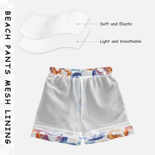 Pigsaly Boys' Swim Board Shorts Tentacles Watercolor Octopus Boy's Swim Trunks Kids Swimwear 4T Multicolor4