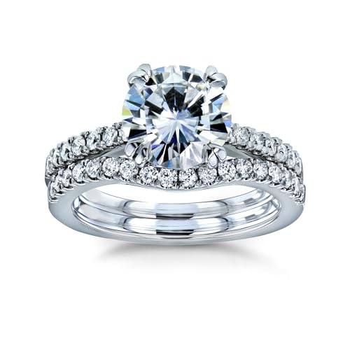 Kobelli Moissanite and Lab Grown Diamond Bridal Rings Set 2 1/3 CTW 14k White Gold (GH/VS, DEF/VS)