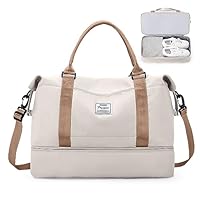 Sac de Voyage pour Femme,Cabine Avion Easyjet Bagage à Main Léger,Sac fourre-Tout de Sport Imperméable pour Week-End avec Compartiment à Chaussures pour Travel Gym Danse,G11-Beige Marron