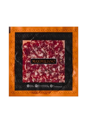 Maximiliano Jabugo - Salchichón de Bellota 100% Ibérico | Estuche 80gr Loncheado | Aliño Tradicional con Pimienta | Curación Natural en Jabugo | Embutido Ibérico Artesano (18 sobres)
