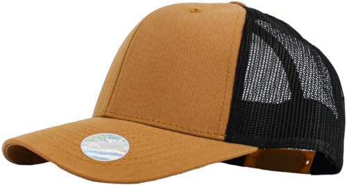 Image of KBETHOS Classic 6 Panel Cotton Twill Mesh Trucker Cap with Adjustable Snapback, Tim-BLK