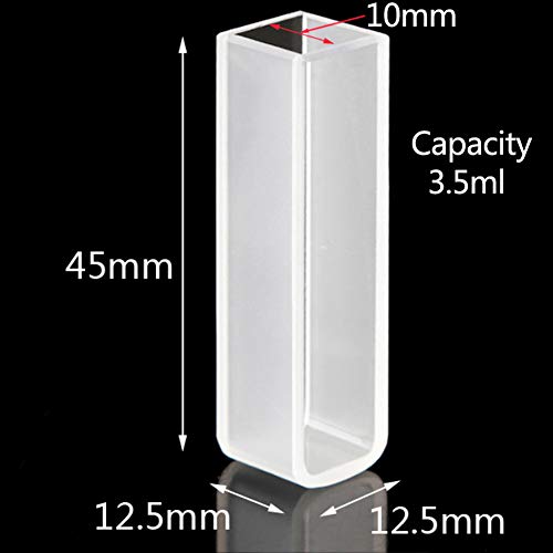 Sealable Quartz Cuvette (2 Pack) For Spectrophotometer - 10 Mm Light Path, 3.5 Ml Volume, 190-2500 Nm Wavelength Range, 2 Transparent Sides, Acid And Alkali Resistant #TOP2