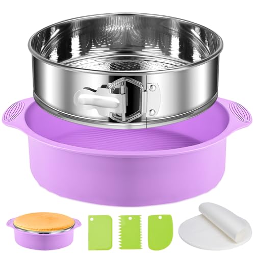 Molde desmontable de acero inoxidable de 9 pulgadas, antiadherente, a prueba de fugas, con protector de sartén, molde con forma de resorte para tarta de queso, molde de pastel de 9 pulgadas, moldes de