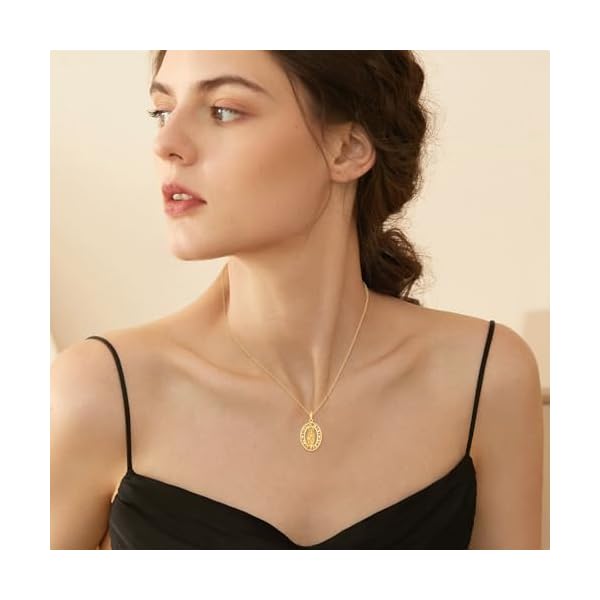 KECHO 14K Solid Gold Virgin Mary Necklace Religious Protector Pendant 14K Real Gold Jewelry Gifts for Men Women - Image 6