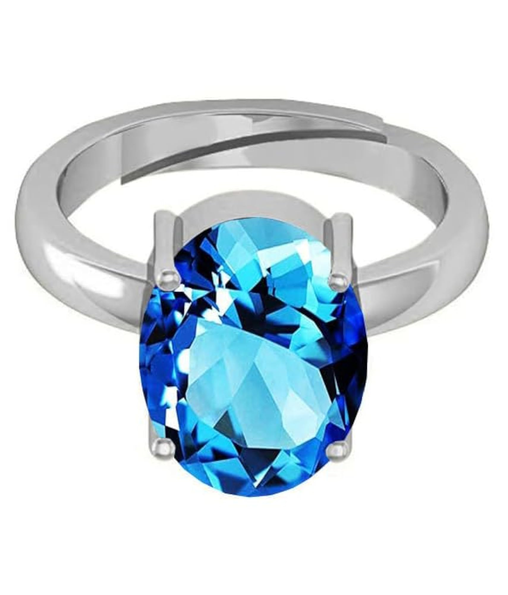Women's Adjustable Natural Blue Topaz Ring, 4.00 Carat