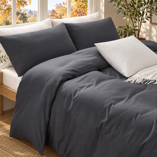 Duvetnova Bettwäsche 155x220 4Teilig Grau ÖKO-TEX Superweich Mikrofaser Bettwäsche-Sets 2 Bettbezüge 155x220 + 2 Kissenbezüge 80x80 - alle… – Ansicht 3