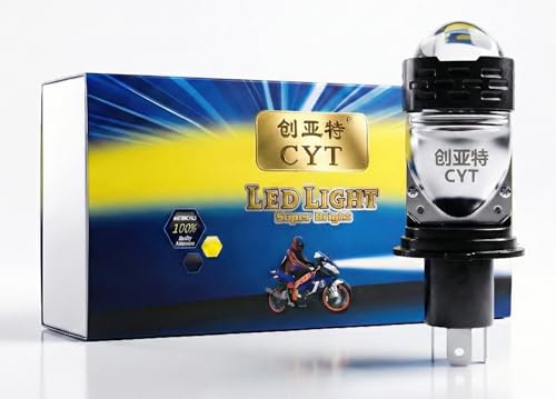 MOTOLURGY CYT Dual Lens Projector H4 LED Headlight Bulb, 12000 LM, 9-16V, 80W, Super Bright Yellow White HI/Lo Beam, 12000RPM Cooling Fan, Universal for Cars and Bikes, Pack of 1