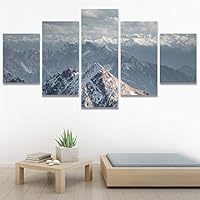 SIGNWIN 5 Panel Canvas Wall Art Snowy Tops for Home Decorations Ready to Hang - 60
