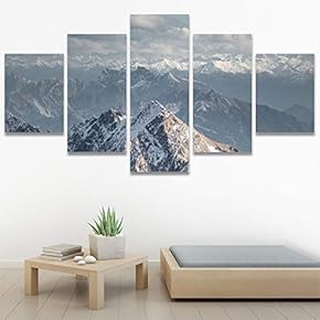 SIGNWIN 5 Panel Canvas Wall Art Snowy Tops...