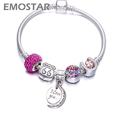 Dangle “I Love You To The Moon And Back” Charms Fits Pandora My First Mothers Day Bracelet, 925 Sterling Silver Necklace Pendant Beads, Gift For Wife/Girl/Mom/Valentines #TOP2