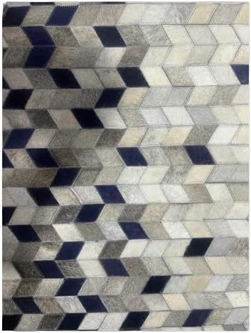 Cowhide Leather Area Rugs, Luxurious Diamond Carpet, Hair On Geometric Patchwork Leather Carpet, Western Living Room Rug, Vintage Rugs for Bedroom, Hallway and Entryway Rug (2'3"x7 ft)