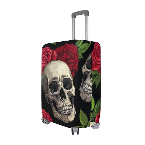 Joisal Cartoon Suitcase Covers Luggage Protector Cute Washable Skulls Red Vintage Roses Travel Suitcase Accessories, S, Fits 18-20 Inch Case3