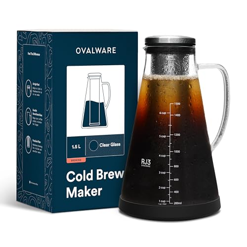 Comparison: Best Target Cold Brew Maker 4 OVALWARE Airtight Cold Brew Iced Coffee Maker Pitcher (& Iced Tea Maker) with Spout – 1.5L/ 51oz Brewing Glass Carafe with Removable Stainless Steel Filter