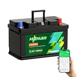 Mjbsan 12V 120Ah Mini LiFePO4 Batteria con Bluetooth, altezza 188 mm, batteria al litio da max. 1536 Wh, BMS da 100 A con protezione contro le basse temperature, per camper, roulotte e impianti solari