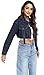andy & natalie Womens Jean Jacket Cropped Fashion Button Down Denim Jackets Short Shacket Outfit XX-Large Blue