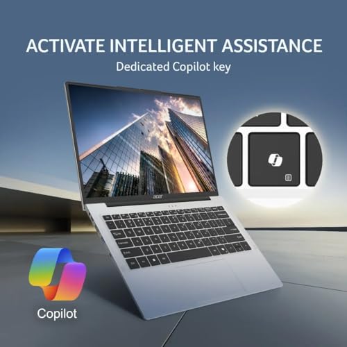 Image of acer Aspire 14, 13th Gen, Intel Core i5-13420H Processors, 16 GB RAM, 512 GB SSD, WUXGA IPS, 14 inch /35.56 cm, Windows 11 Home, MSO, Pure Silver, 1.44 kg, AS14H-53, Backlit KB, Thin and Light Laptop