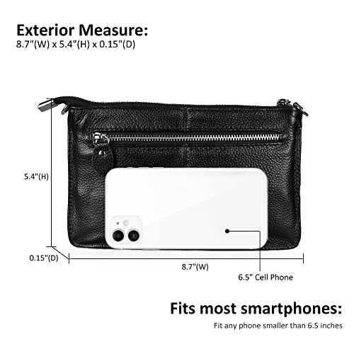 Image of befen Genuine Leather Wristlet Clutch Wallet Purses Small Crossbody Bags for Women with RFID Blocking Card Slots