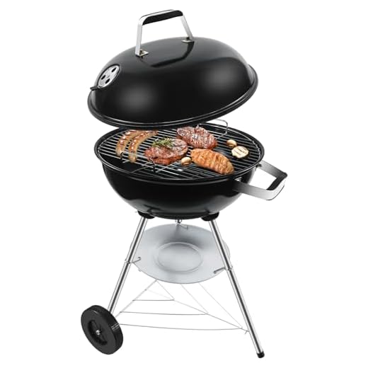 kisidus Barbecue Charbon Rond avec Couvercle et Roues BBQ Portable Barbecue Grill pour Jardin Camping Balcon - Taille moyenne
