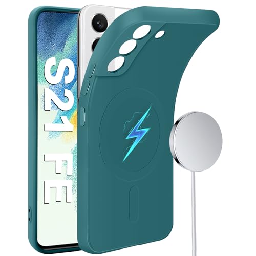 Coque Samsung S21 FE compatible MagSafe silicone vert