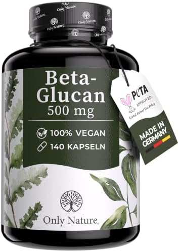 Beta Glucan 500mg - 140 Kapseln - Cholesterin senken - in Deutschland produziert & Laborgeprüft - Vegan - Beta Glucan hochdosiert - Betaglucan