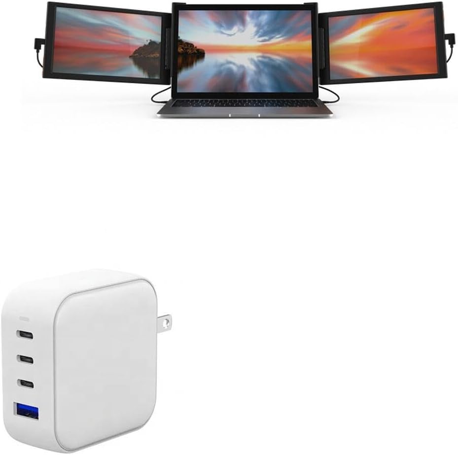 BoxWave Charger Compatible with Xebec Tri-Screen - PD miniCube (100W), 100W 3 PD Port Wall Charger International - Winter White