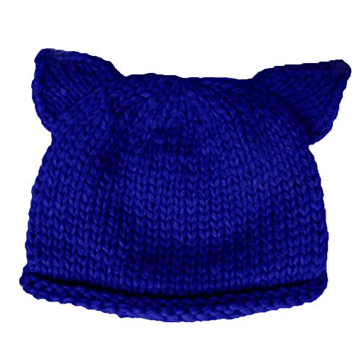 BIBITIME Knit Beanie Cat Ears Cap Handmade Crochet Women's March Pussycat Hat