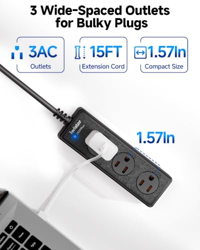 Image of Outdoor Power Strip Weatherproof, 3 AC Outlets, 1625W /13A High-Power Single-Device Use, IPX6 Waterproof Extension Cord for Backyard, Patio, Home Office, Garage, Workshop, Camping, 15FT