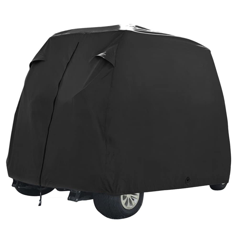 Summates Golf Cart Cover, Fits Yamaha Drive, EZ Go,Club Car Precedent,Color Tan, Dark Gray (Black, Fit 2-Person)