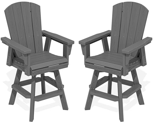 SERWALL Swivel Adirondack Barstools Set of 2, Grey