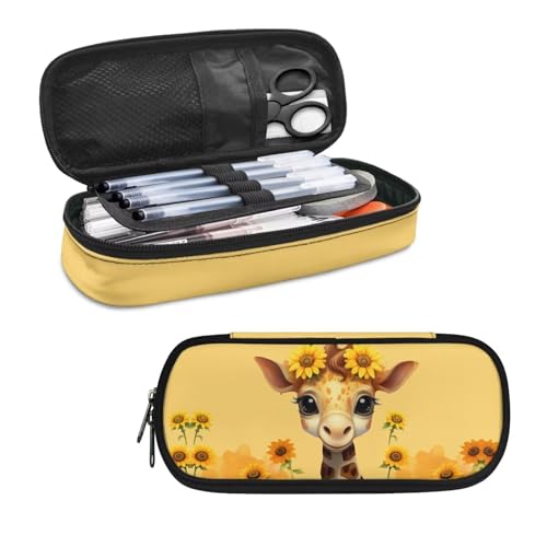 Image of Sunflower Giraffe Pencil Case Large Capacity Pencil Holder Pen Bag Storage Pouch Travel Organzier for Elementary Secondary School Girls Boys Kids School Office Classroom