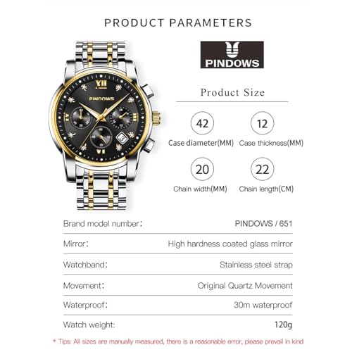 Image of PINDOWS Watch for Men Big Dial Analog Digital Black Silicone Sport Multifunction Luminous LED Dial Waterproof Watches Fashion Wristwatches