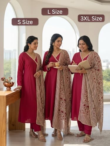 Image of Leriya Fashion Anarkali Kurta and Pant with Dupatta Set for Women | 3-Piece Printed Anarkali Kurti Set | Ethnic Festive & Office Suit for Women | Traditional Kurta Sets for Woman