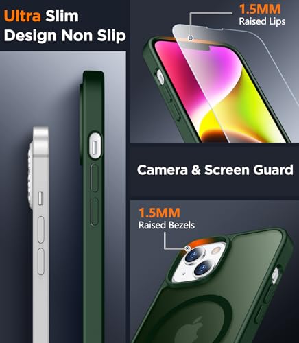 Coque iPhone 14 Plus anti-traces de doigts lot de 2 protections écran vert