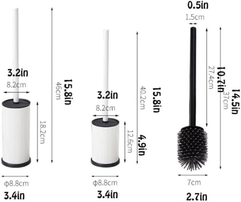 Toilet Brush Compact Freestanding Toilet Brush Set Aluminium Toilet Bowl Brush and Holder for Bathroom Storage-deep Cleaning for Home Bathroom (Color : White, Size : 8.8 * 8.2 * 40.2cm)
