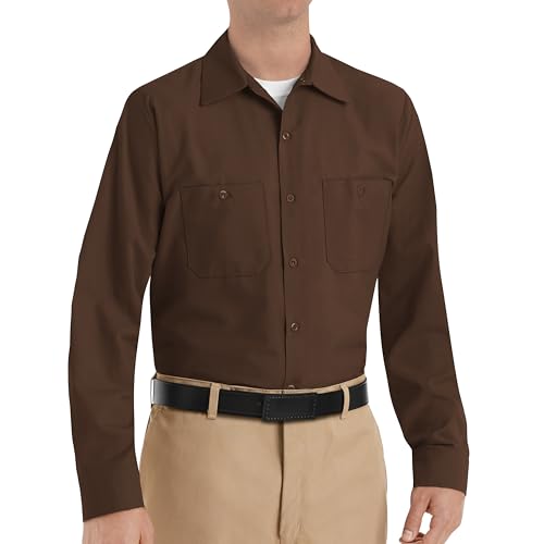 Image of Red Kap Men's Long Sleeve Industrial Work Shirt | Moisture Wicking Button Up, Wrinkle Resistance Fights Fading & Stains