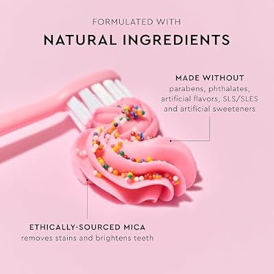 Moon x Sprinkles Birthday Cake Flavored Toothpaste 4.2 Oz, for Kids 6& Adults, Fluoride Free Toothpaste, Gentle Teeth Care, SLS & Sugar-Free, Vegan, Low Foaming with Hints of Vanilla Buttercream
